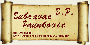 Dubravac Paunković vizit kartica